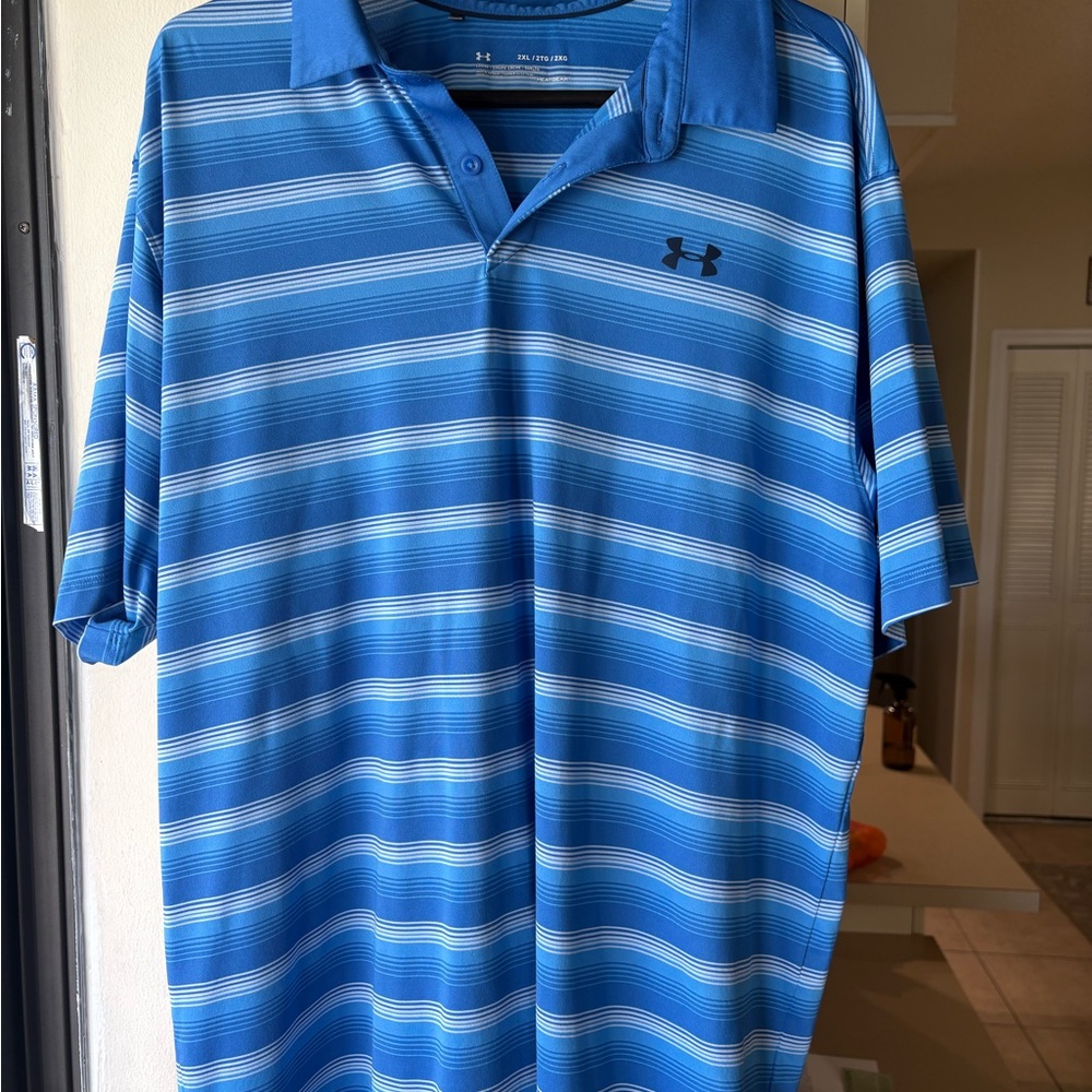 Under Armour Men's Blue and White Polo Shirt